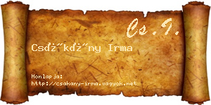 Csákány Irma névjegykártya